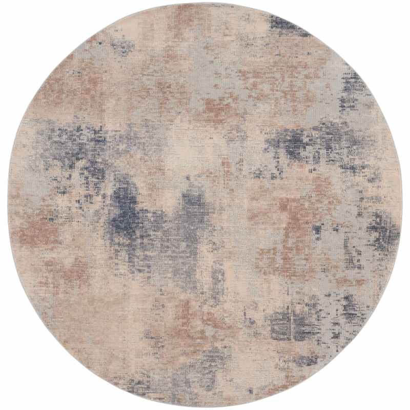 Rustic Textures RUS02 Abstract Circle Rugs in Beige Grey