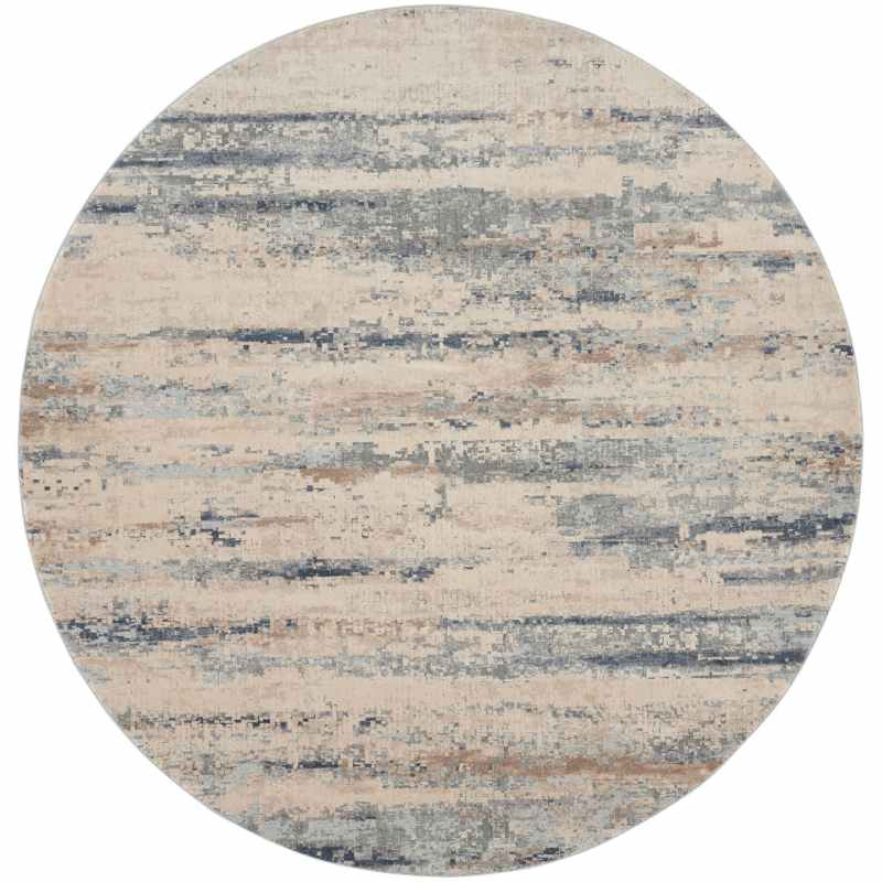 Rustic Textures RUS04 Abstract Circle Rugs in Beige Grey