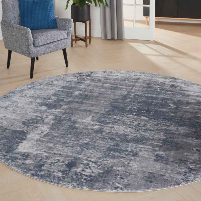Rustic Textures RUS05 Abstract Circle Rugs in Grey