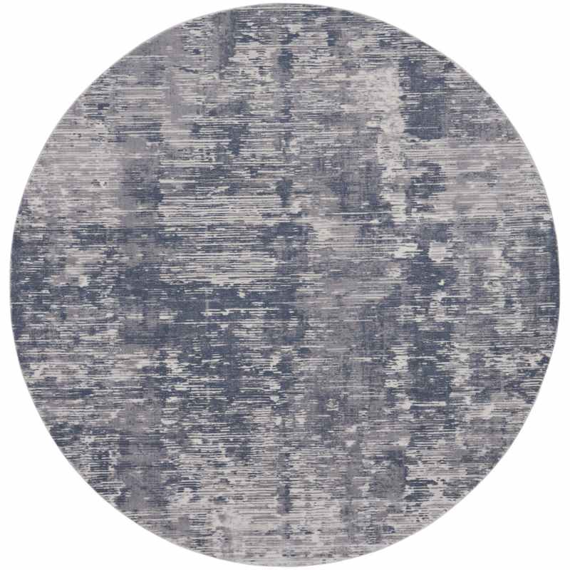 Rustic Textures RUS05 Abstract Circle Rugs in Grey