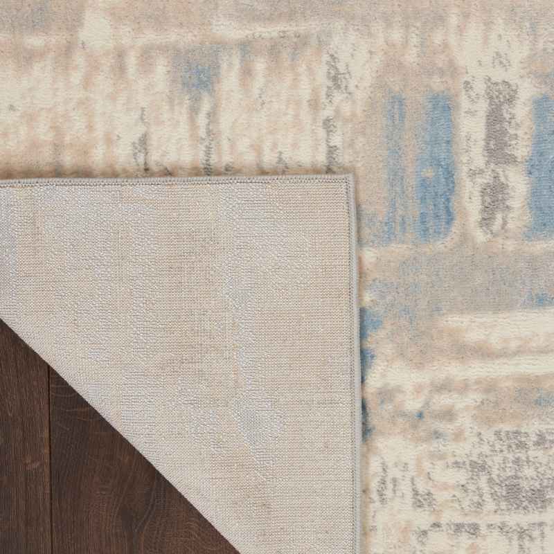 Solace SLA08 Distressed Abstract Runner Rug in Ivory Grey Blue