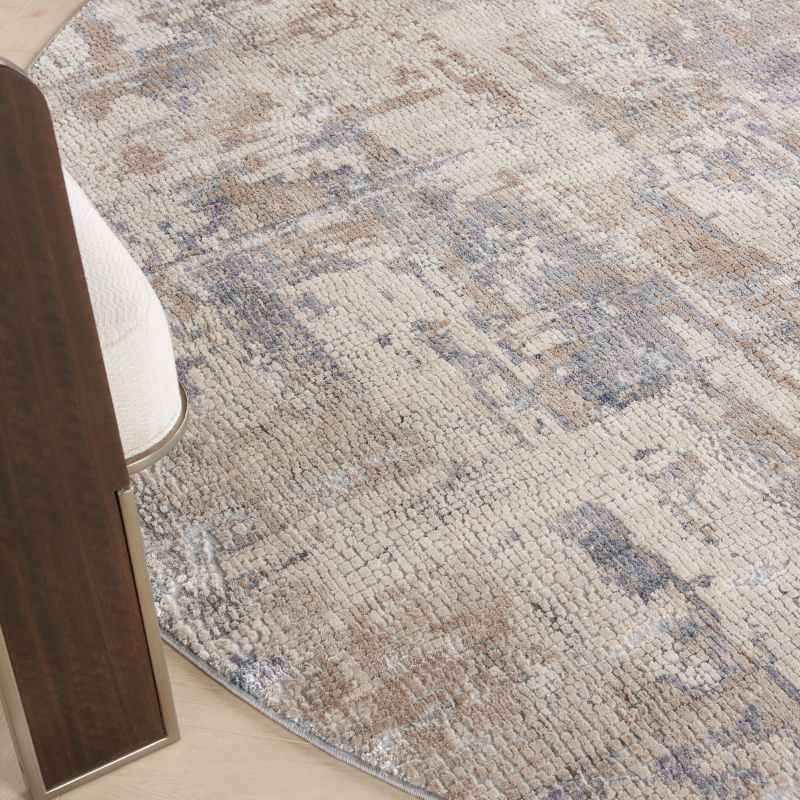 Rustic Textures RUS06 Abstract Circle Rugs in Beige Grey