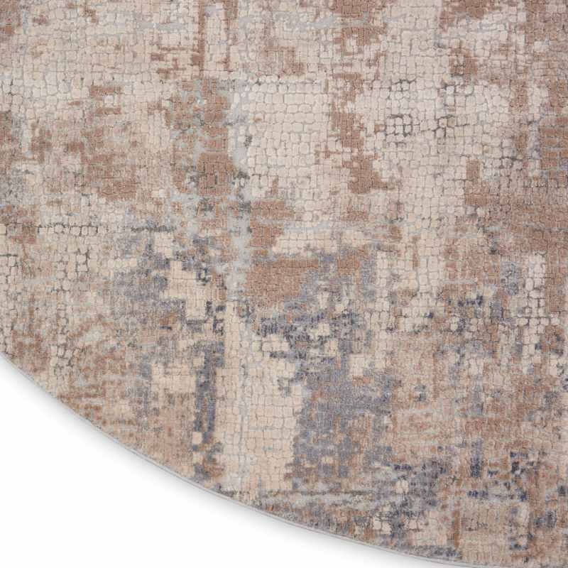 Rustic Textures RUS06 Abstract Circle Rugs in Beige Grey