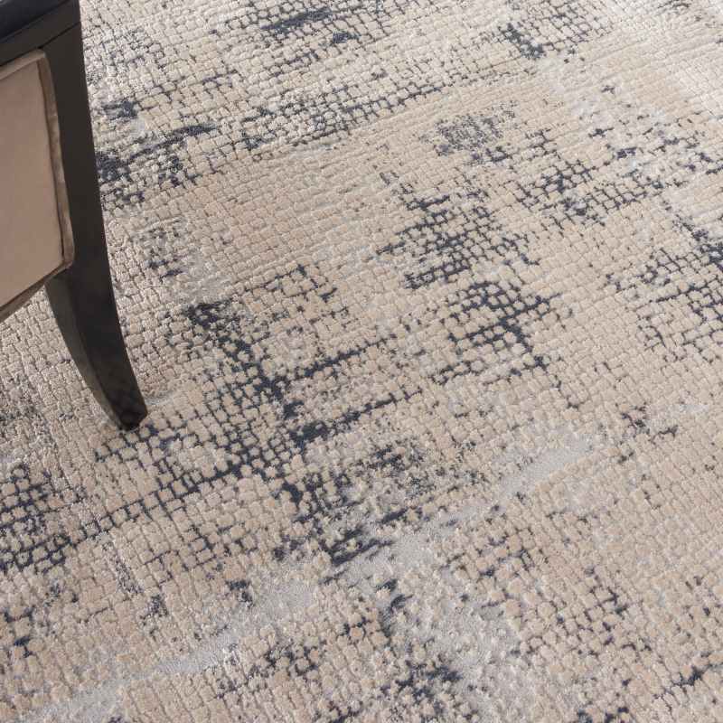 Rustic Textures RUS06 Abstract Circle Rugs in Ivory Blue
