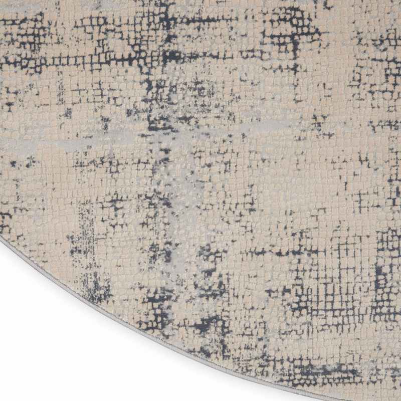 Rustic Textures RUS06 Abstract Circle Rugs in Ivory Blue
