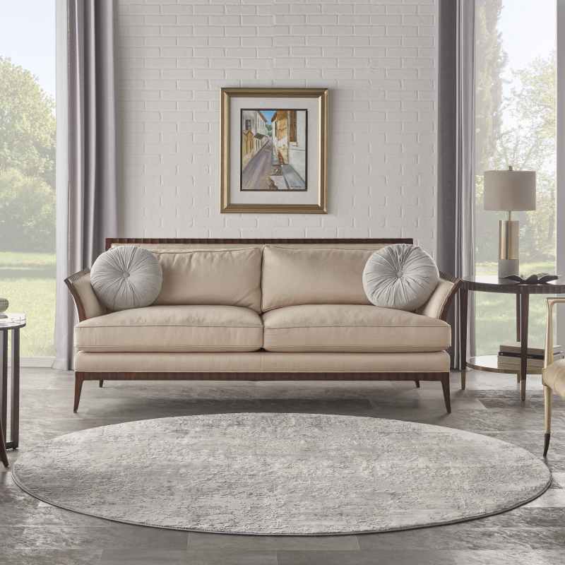 Rustic Textures RUS07 Abstract Circle Rugs in Grey beige