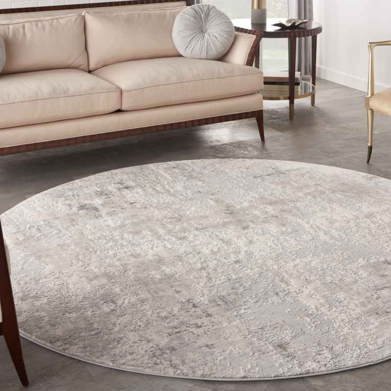Rustic Textures RUS07 Abstract Circle Rugs in Grey beige