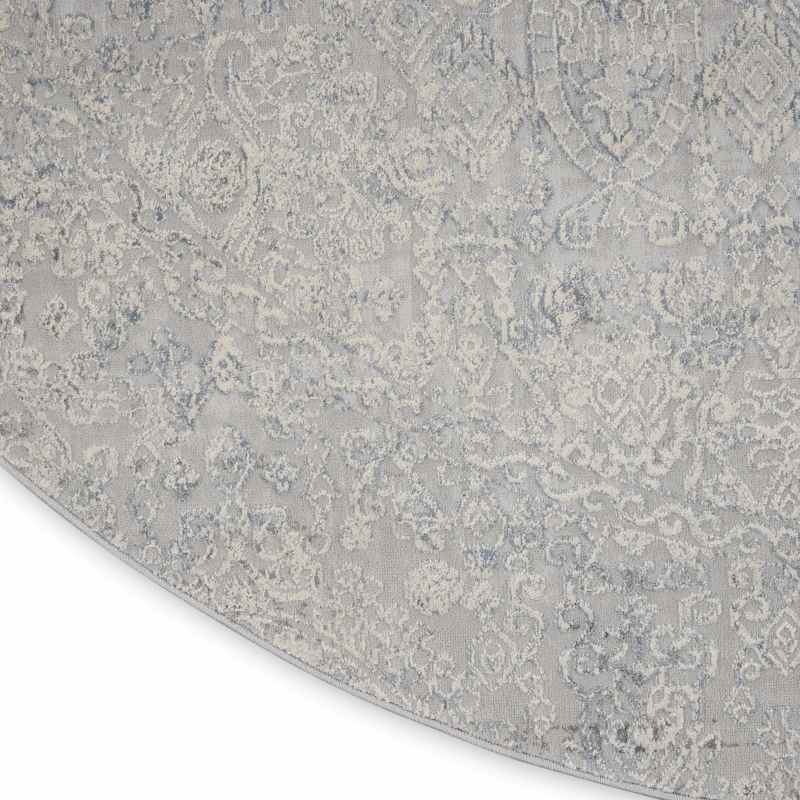 Rustic Textures RUS09 Abstract Circle Rugs in Ivory Light Blue