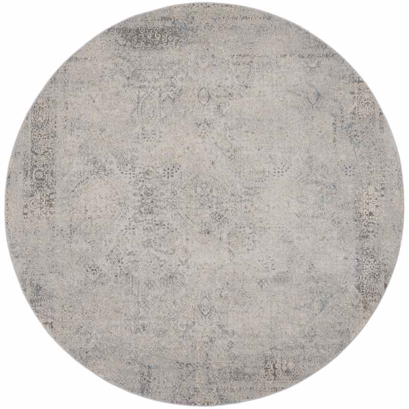 Rustic Textures RUS09 Abstract Circle Rugs in Ivory Light Blue