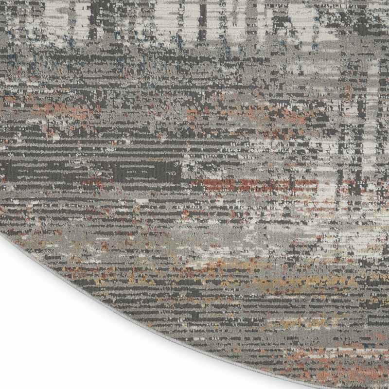 Rustic Textures RUS12 Abstract Circle Rugs in Grey Multi