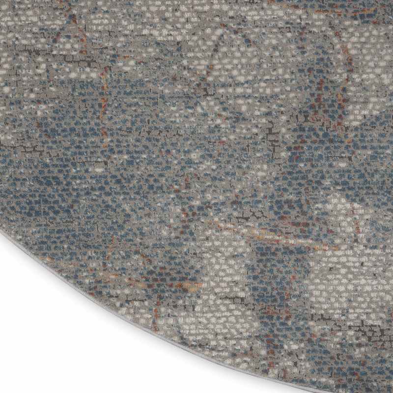Rustic Textures RUS15 Abstract Circle Rugs in Light Grey Blue