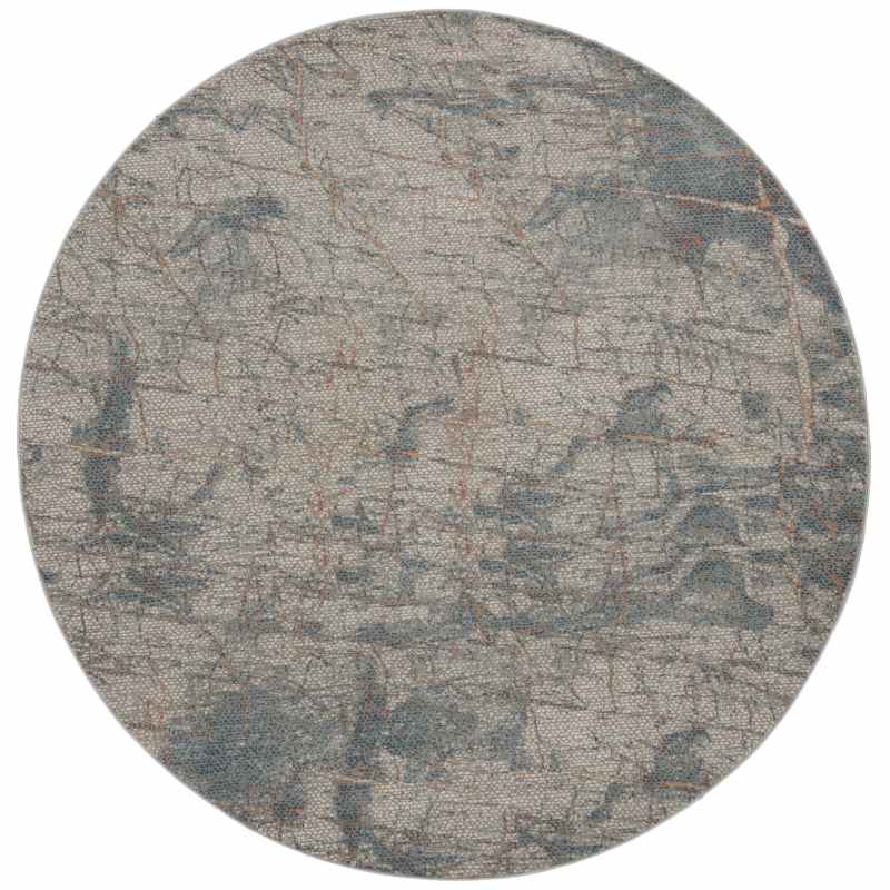 Rustic Textures RUS15 Abstract Circle Rugs in Light Grey Blue