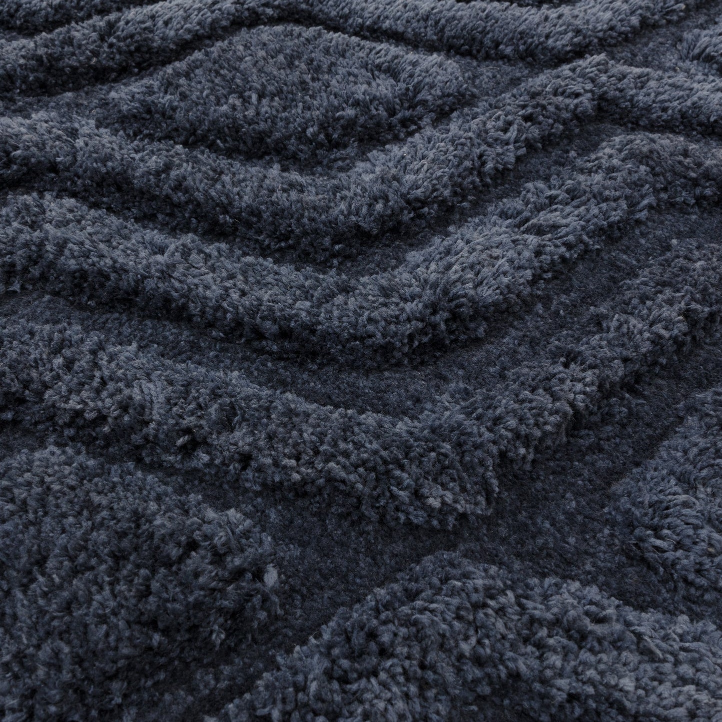 Harrison Soft Boho Shaggy Rugs in Navy Blue