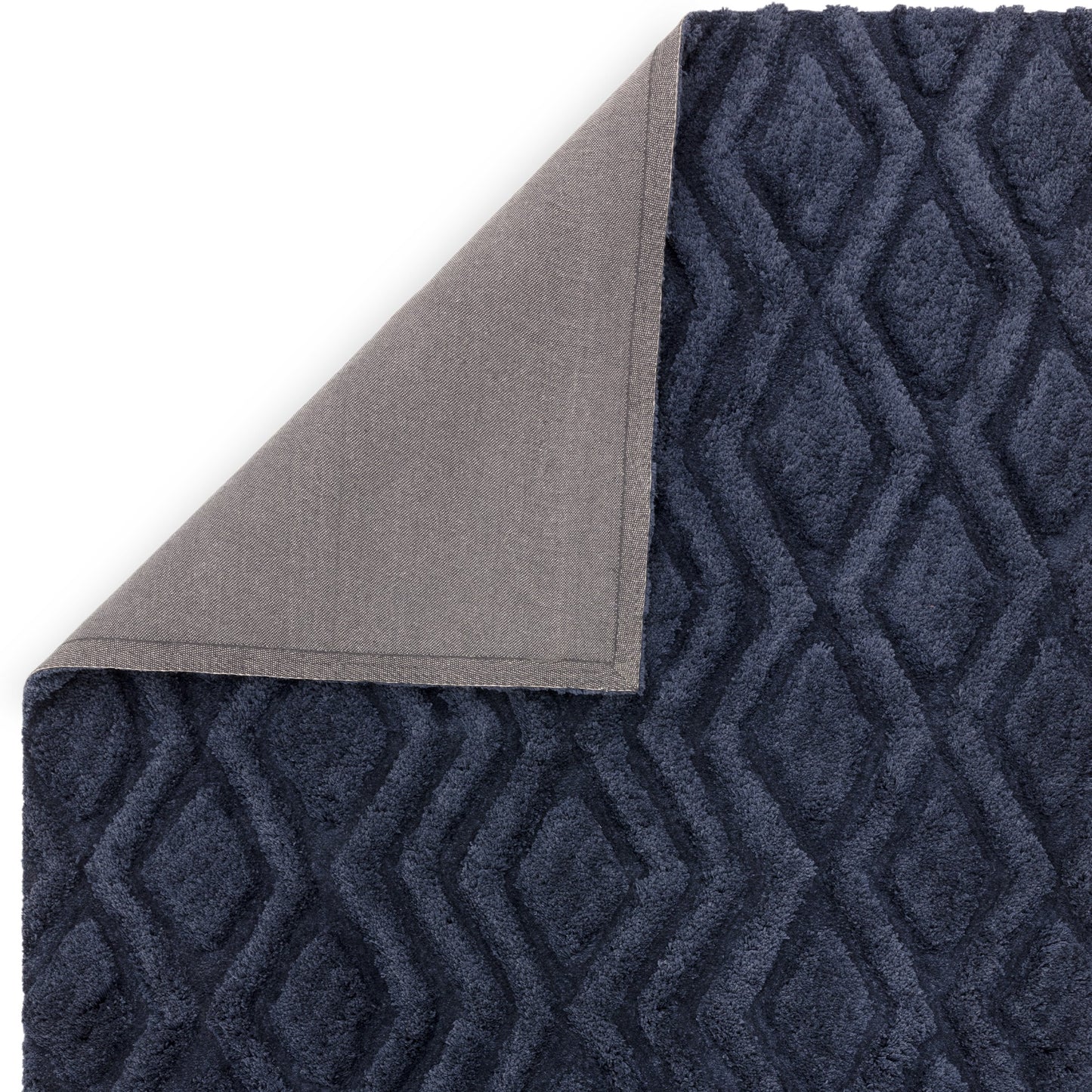 Harrison Soft Boho Shaggy Rugs in Navy Blue
