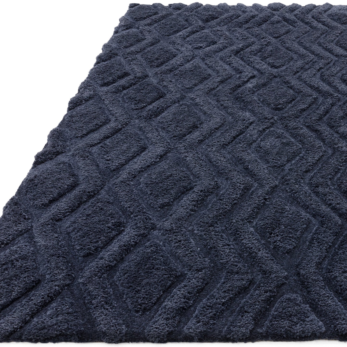Harrison Soft Boho Shaggy Rugs in Navy Blue