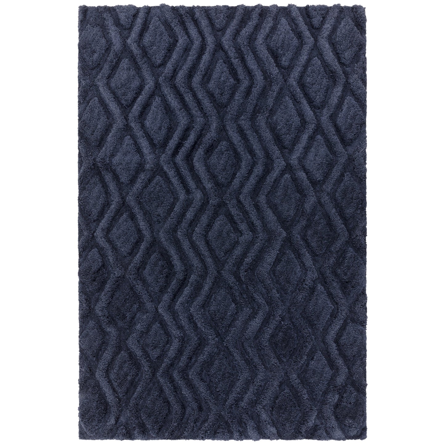 Harrison Soft Boho Shaggy Rugs in Navy Blue