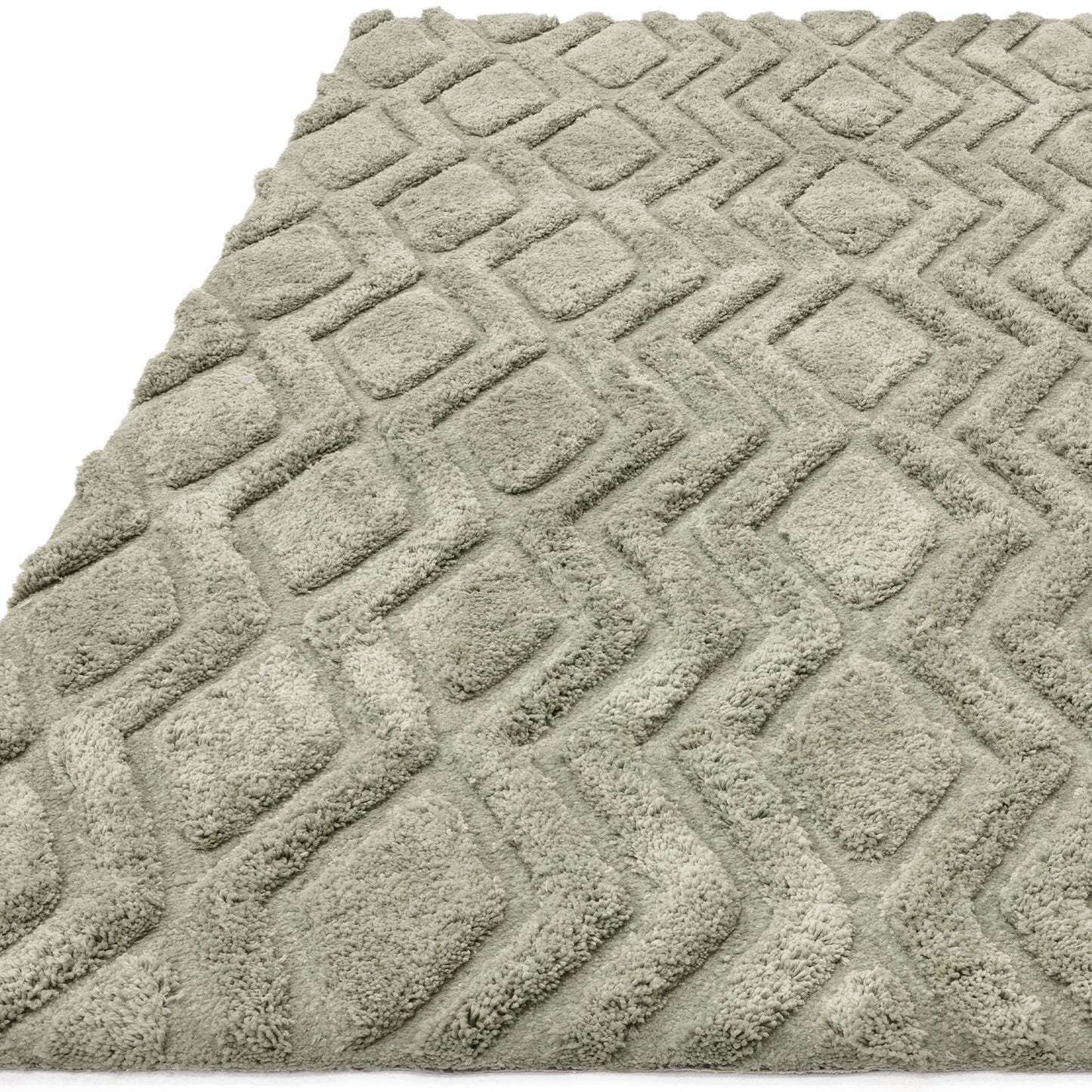 Harrison Soft Boho Shaggy Rugs in Sage Green
