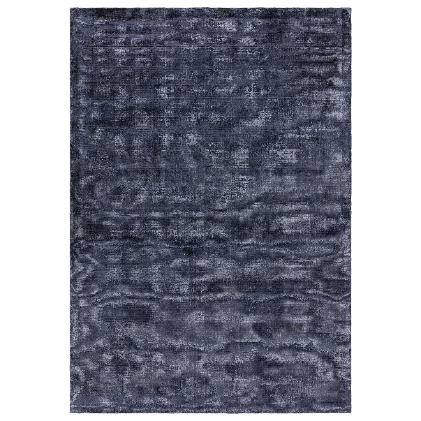 Aston Plain Viscose Rugs in Navy Blue