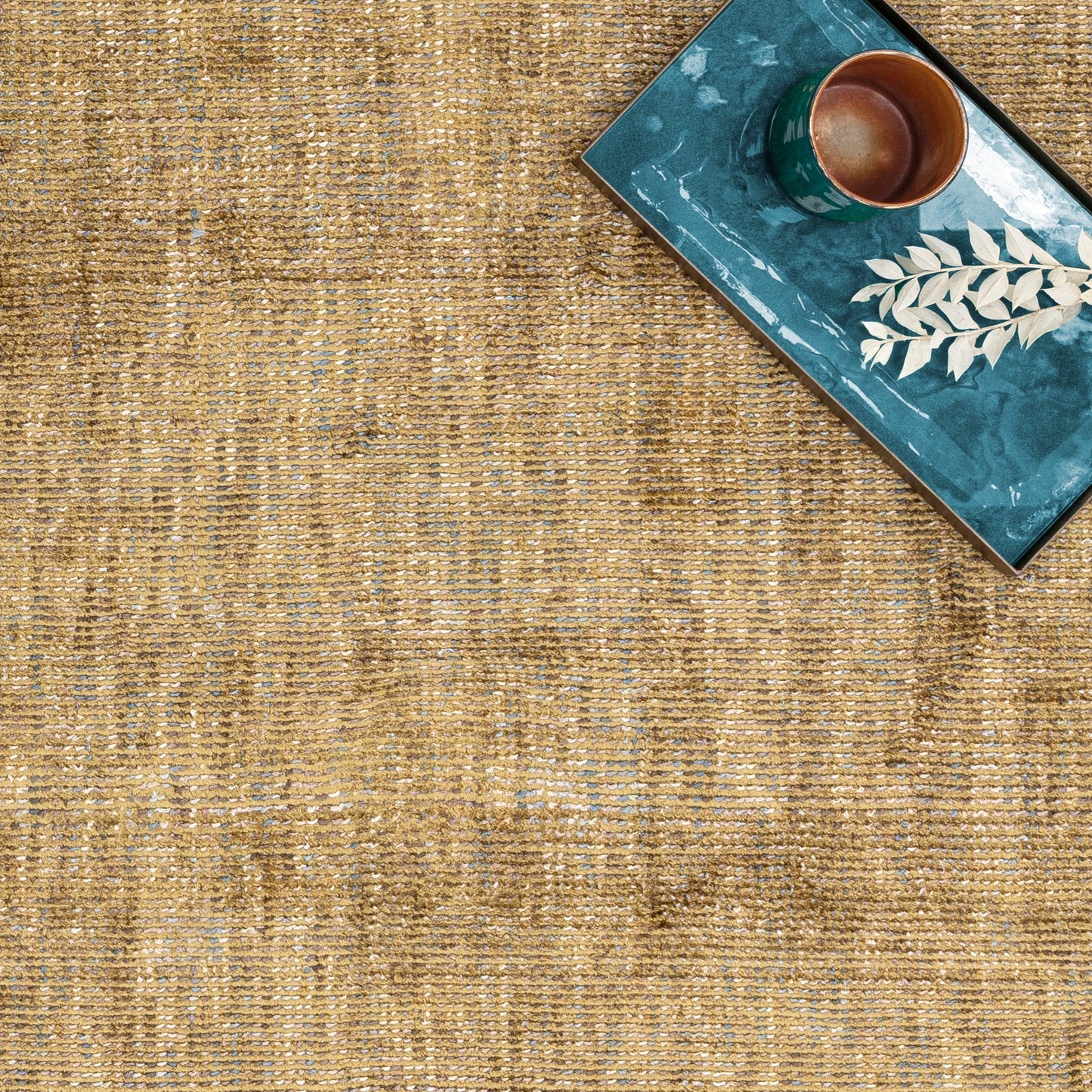 Aston Plain Viscose Rugs in Ochre Yellow