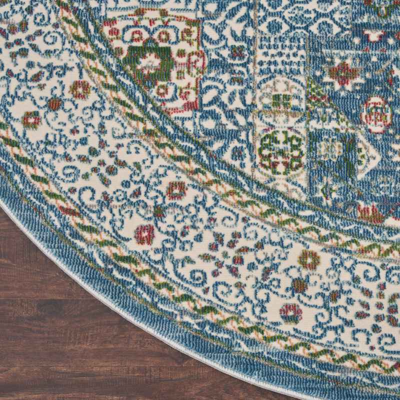 Ankara Global Circular Rugs ANR17 in Ivory Light Blue