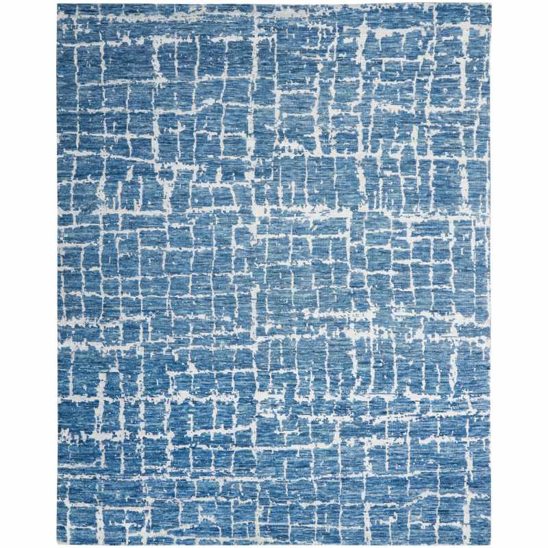Luna Abstract Rugs LUN02 by Nourison in Blue Silver