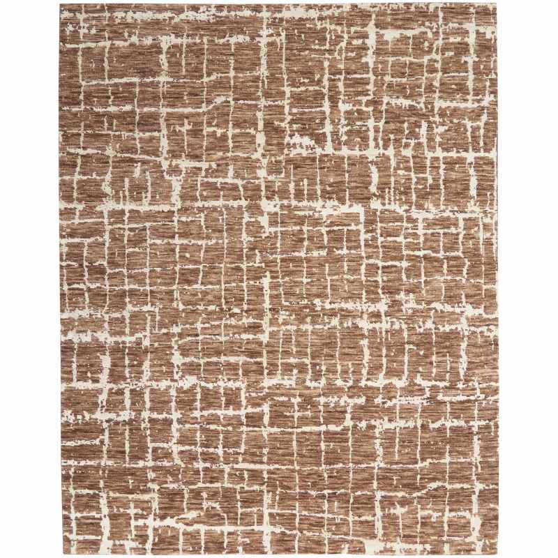 Luna Abstract Rugs LUN02 by Nourison in Mocha Ivory