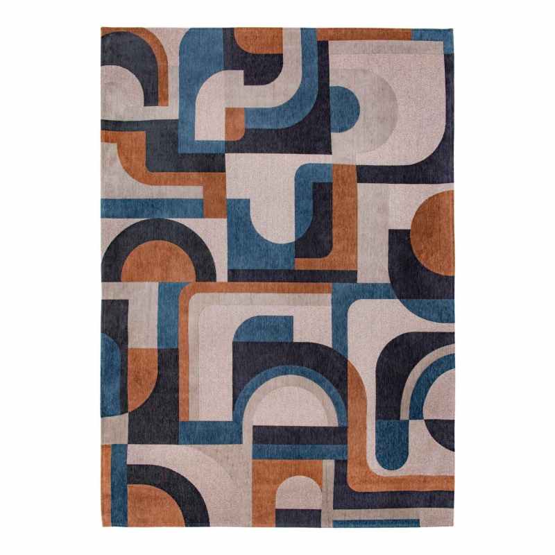 Louis De Poortere Geometric Nuance Module Rugs 9196 in Camel Blue