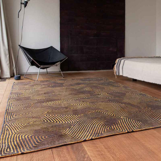 Louis De Poortere Meditation Coral Rug 9227 in Black Gold