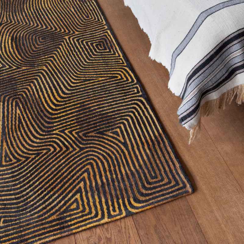 Louis De Poortere Meditation Coral Rug 9227 in Black Gold
