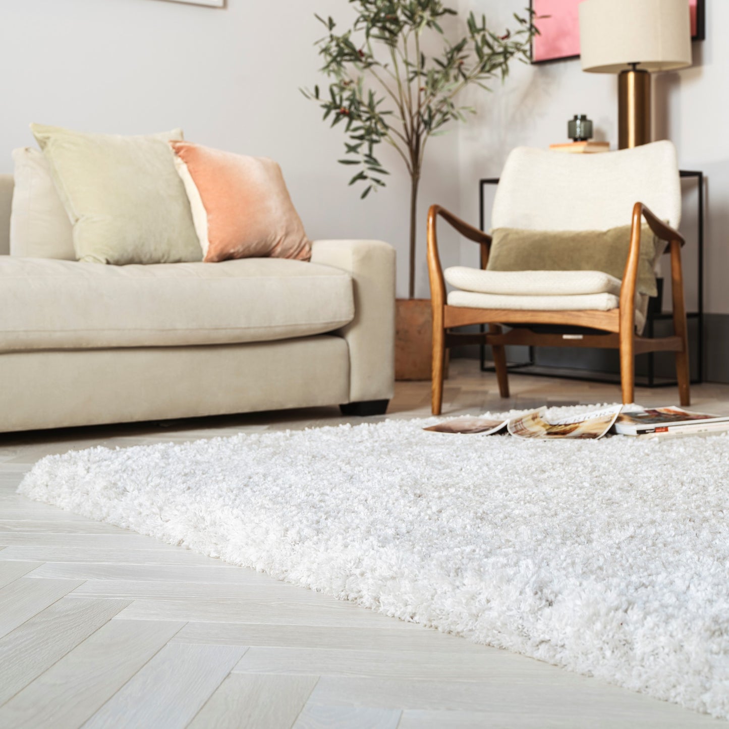 Asiatic Barnaby Soft Plain Shaggy Rugs in Off White