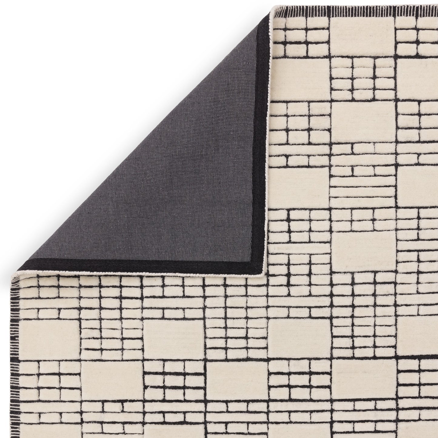 Empire Geometric Grid Rugs in Cream Black