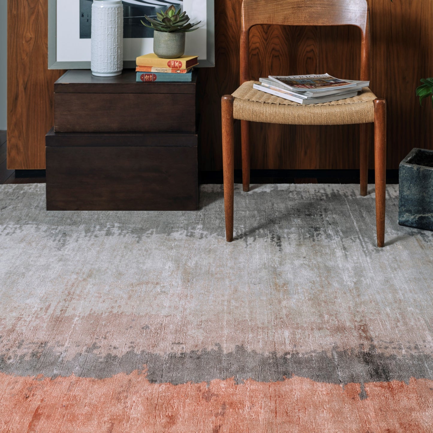 Juno Abstract Rugs in Ginger Orange