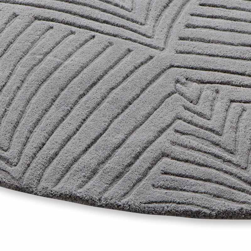 Folia Round Wool Rugs 038904 by Wedgwood in Cool Grey