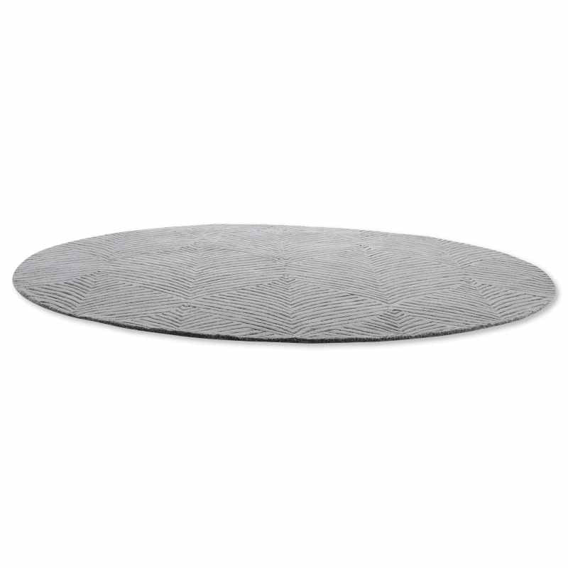 Folia Round Wool Rugs 038904 by Wedgwood in Cool Grey