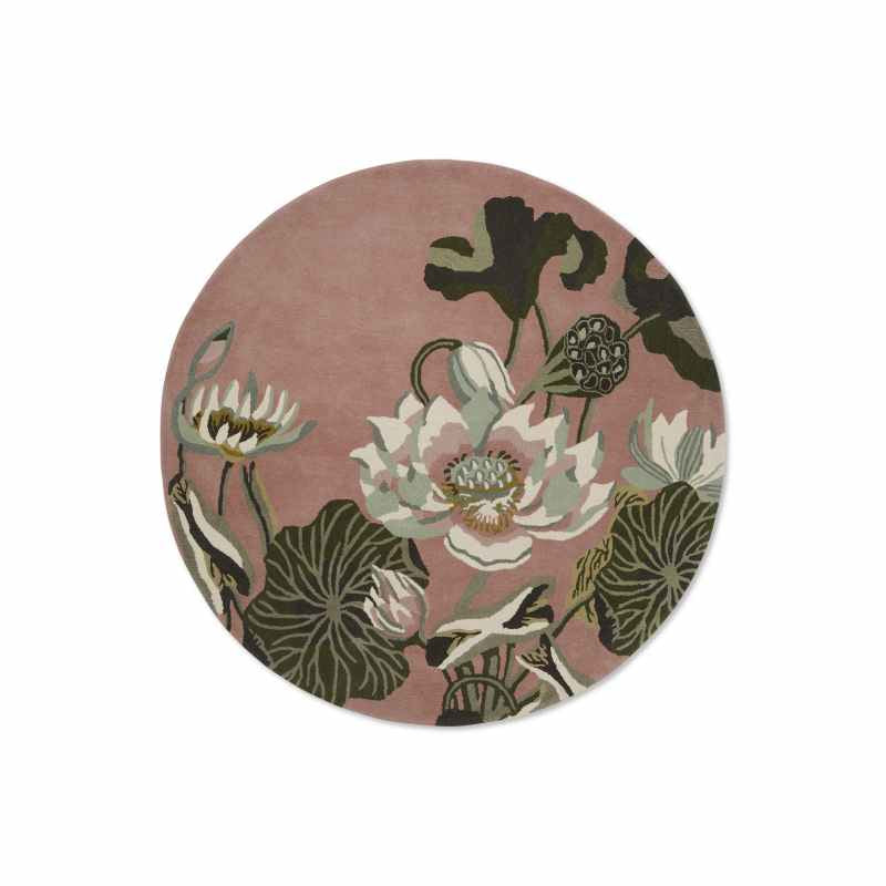 Waterlily Round Rugs 38602 by Wedgwood in Dusty Rose Pink