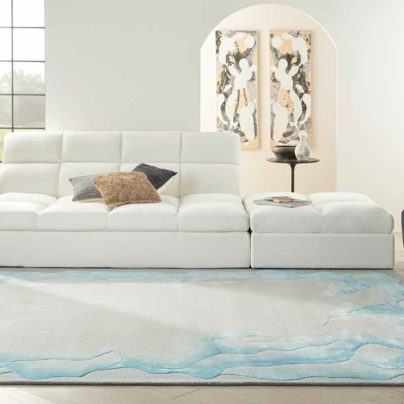 Prismatic Abstract Rugs PRS22 by Nourison in Sea Mist Blue