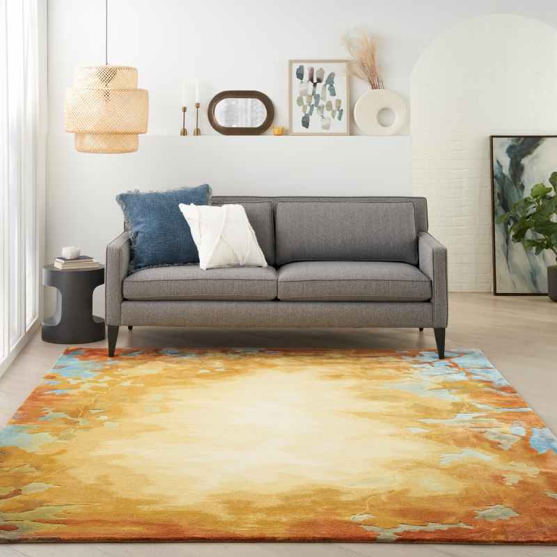 Prismatic Abstract Rugs PRS29 by Nourison in Gold Multicolour