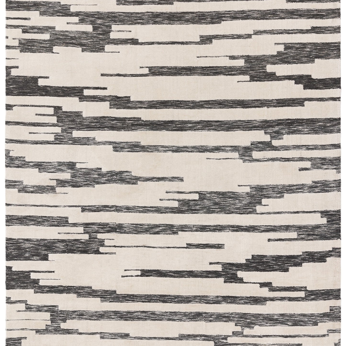 Mason Ikat Modern Abstract Rugs in Charcoal Grey Cream