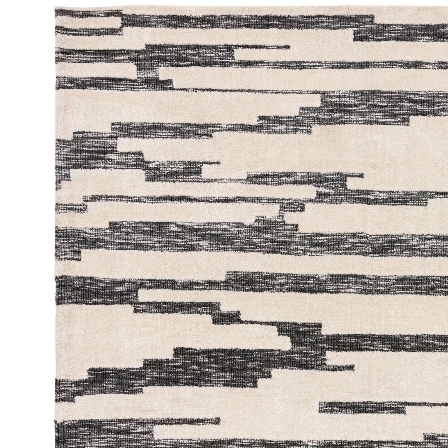 Mason Ikat Modern Abstract Rugs in Charcoal Grey Cream