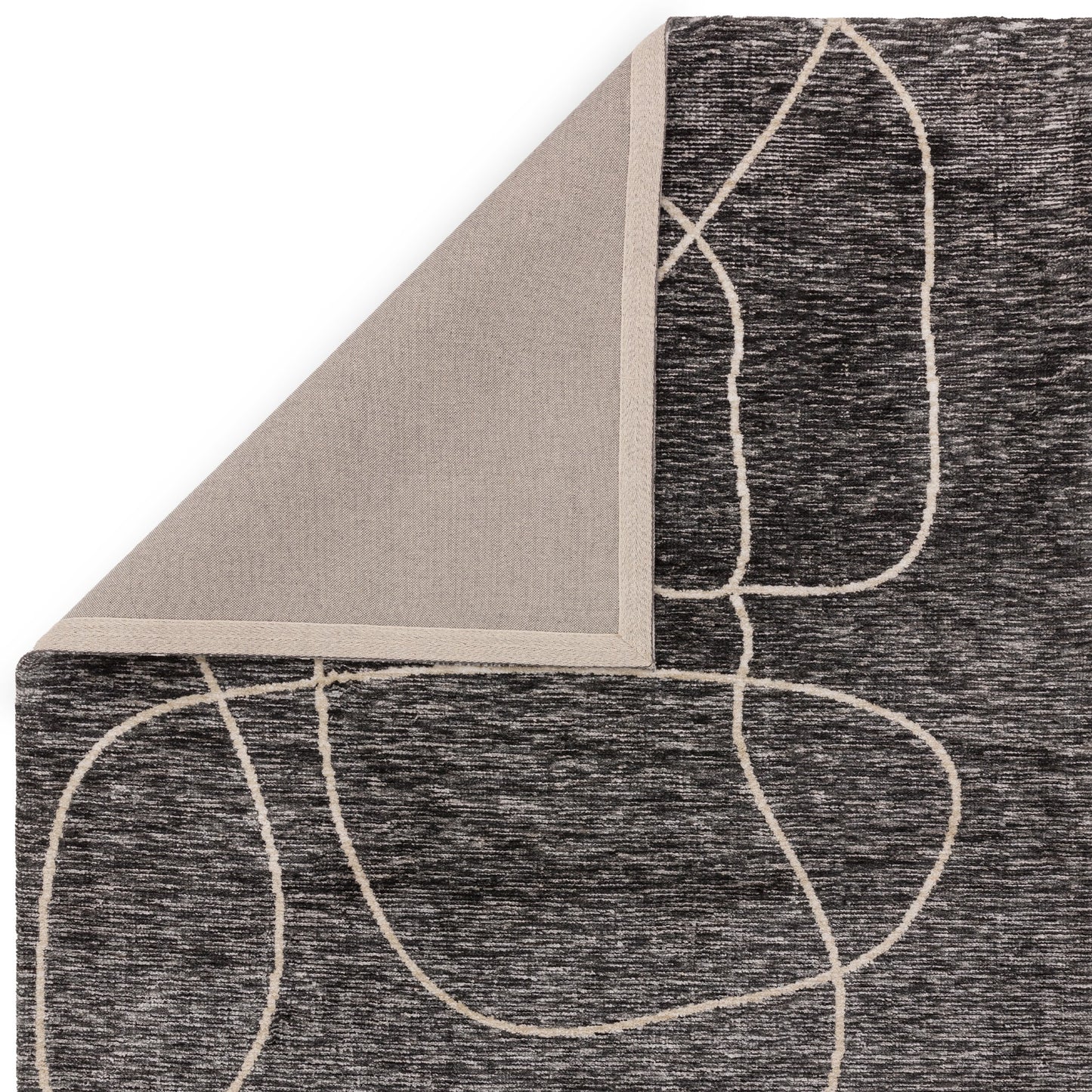 Mason Linear Modern Abstract Rugs in Black Cream