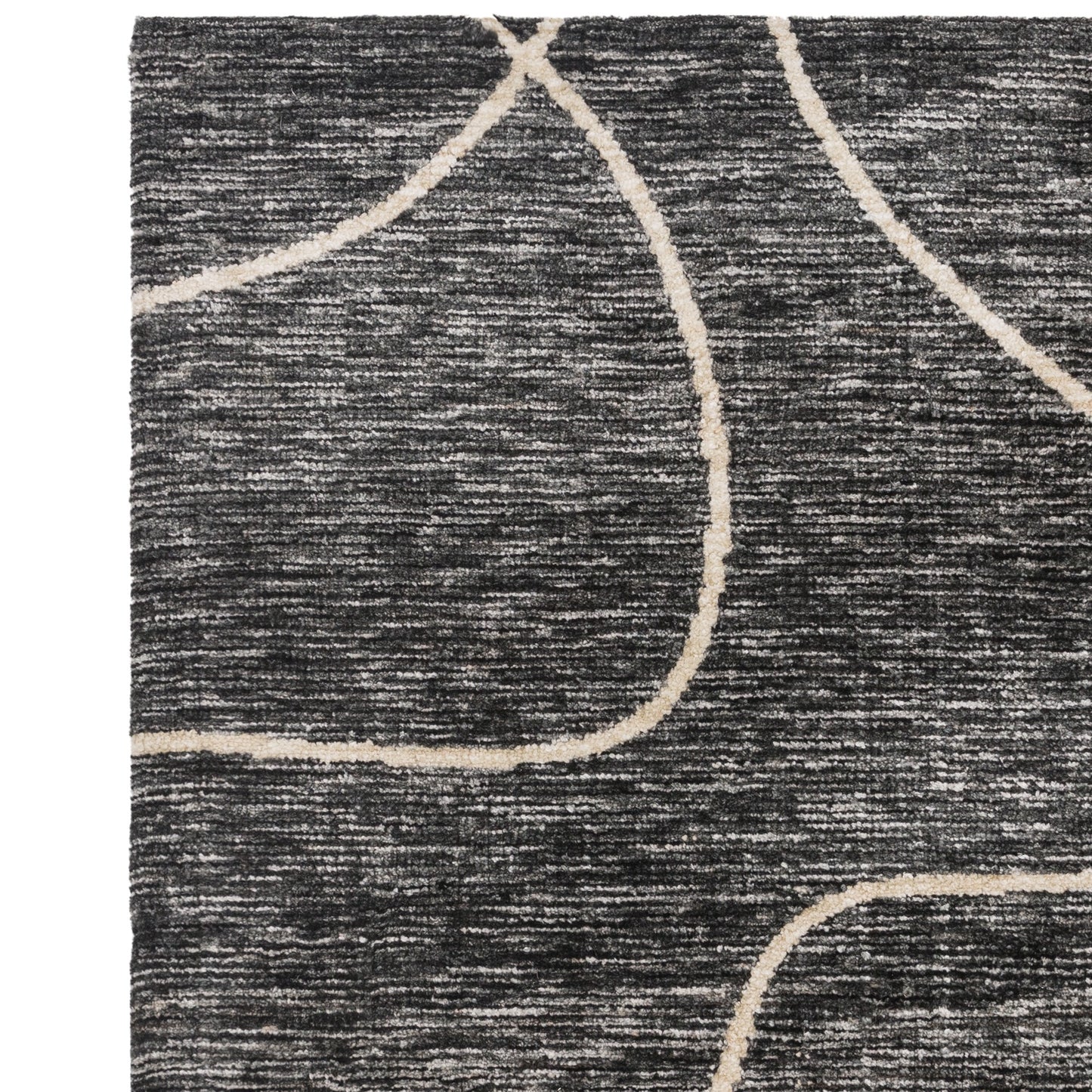 Mason Linear Modern Abstract Rugs in Black Cream