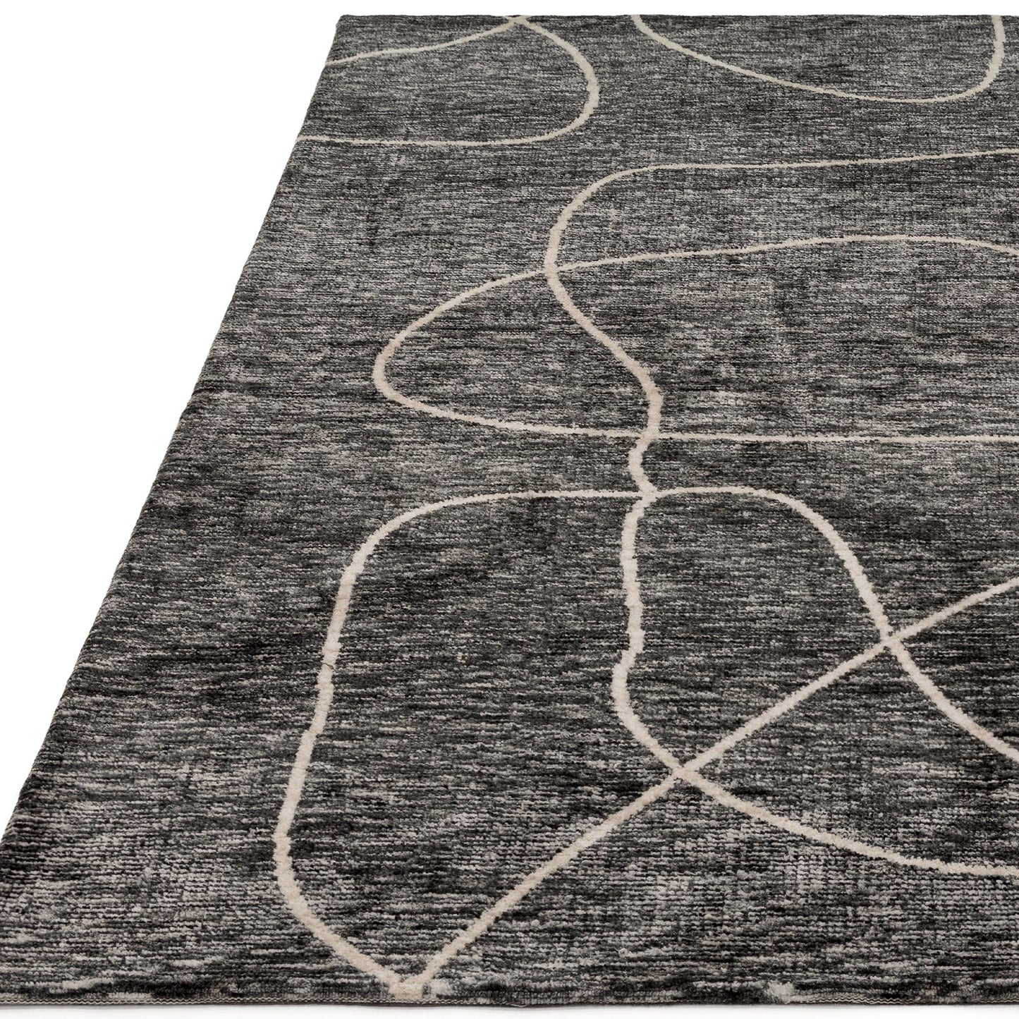 Mason Linear Modern Abstract Rugs in Black Cream