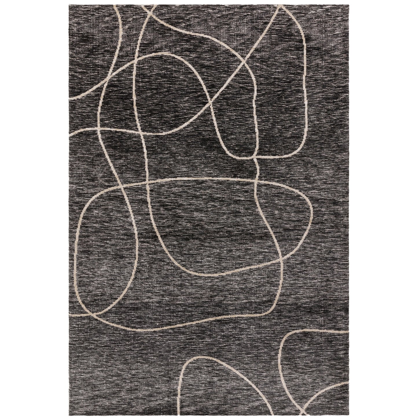 Mason Linear Modern Abstract Rugs in Black Cream
