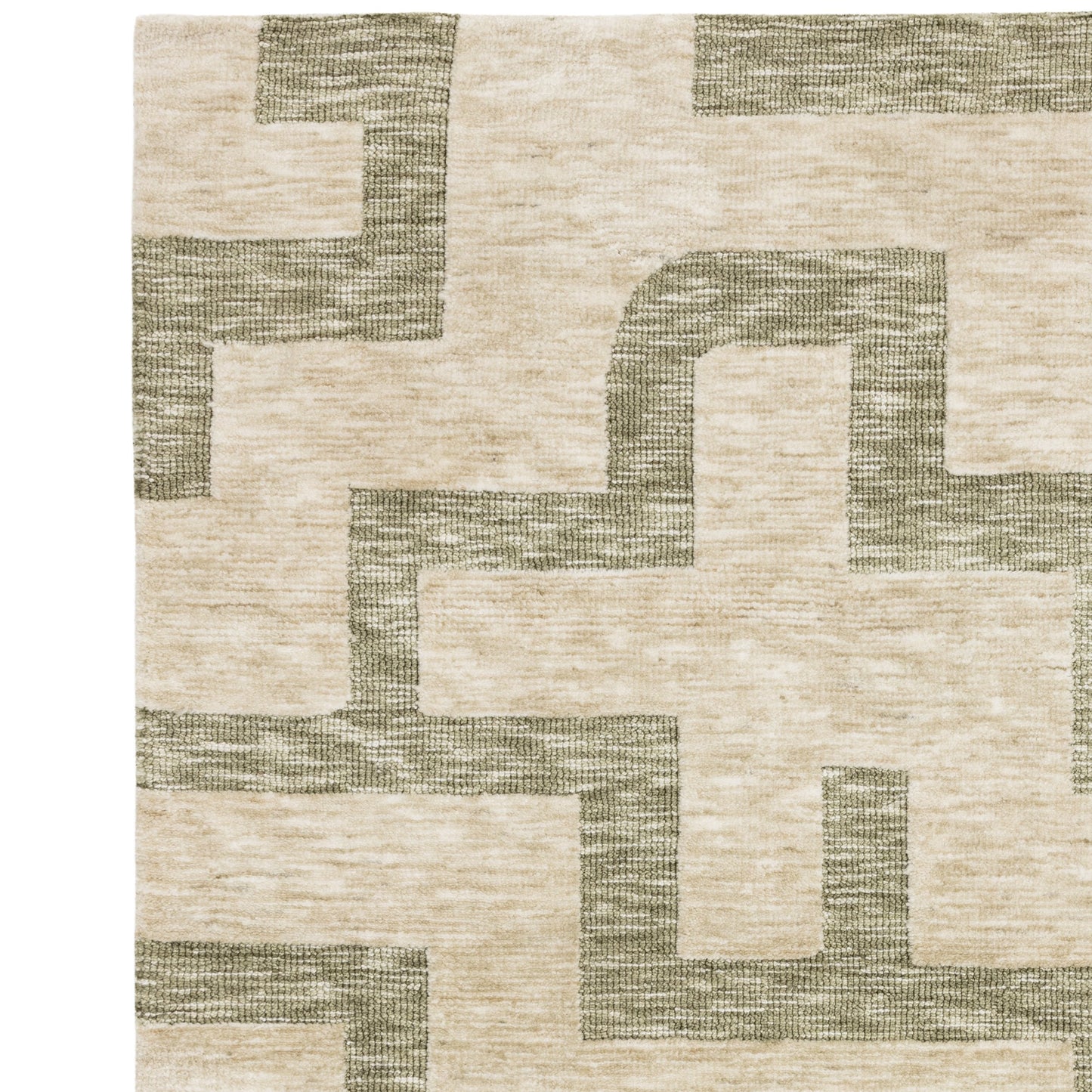 Mason Maze Modern Geometric Rugs in Sage Green Cream