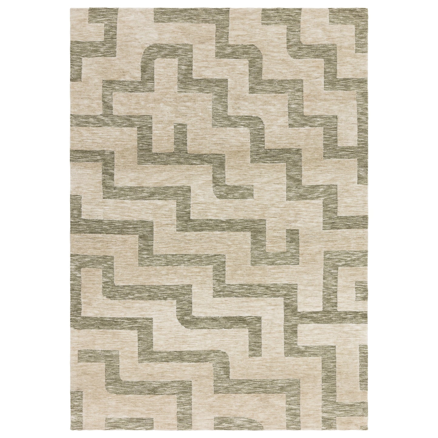 Mason Maze Modern Geometric Rugs in Sage Green Cream