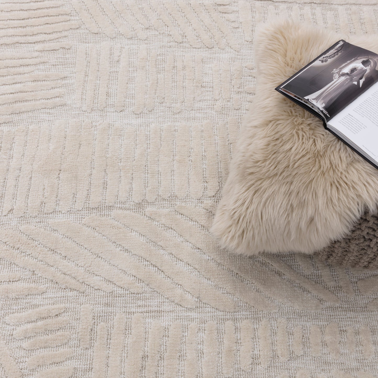 Mason Trapezium Modern Geometric Rugs in Cream White