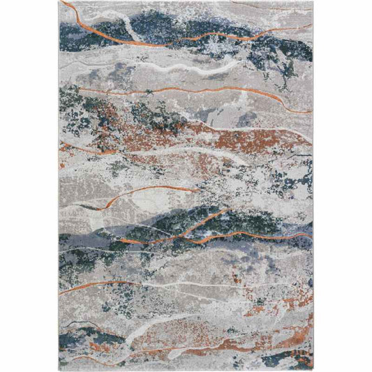 Quartz Modern Abstract Textured Rugs 83030 9262 in Grey Blue