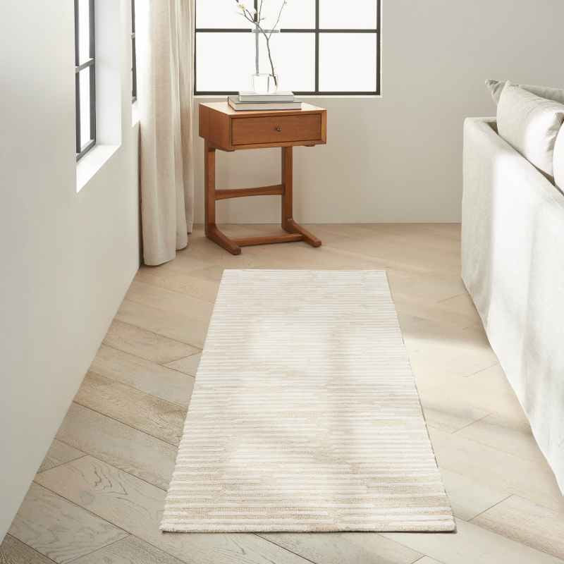 Calvin Klein Linear CK010 LNR01 Runner Rugs in Ivory White
