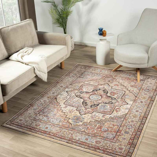 Alia 842GL Traditional Medallion Rugs in Anthra Rose Pink