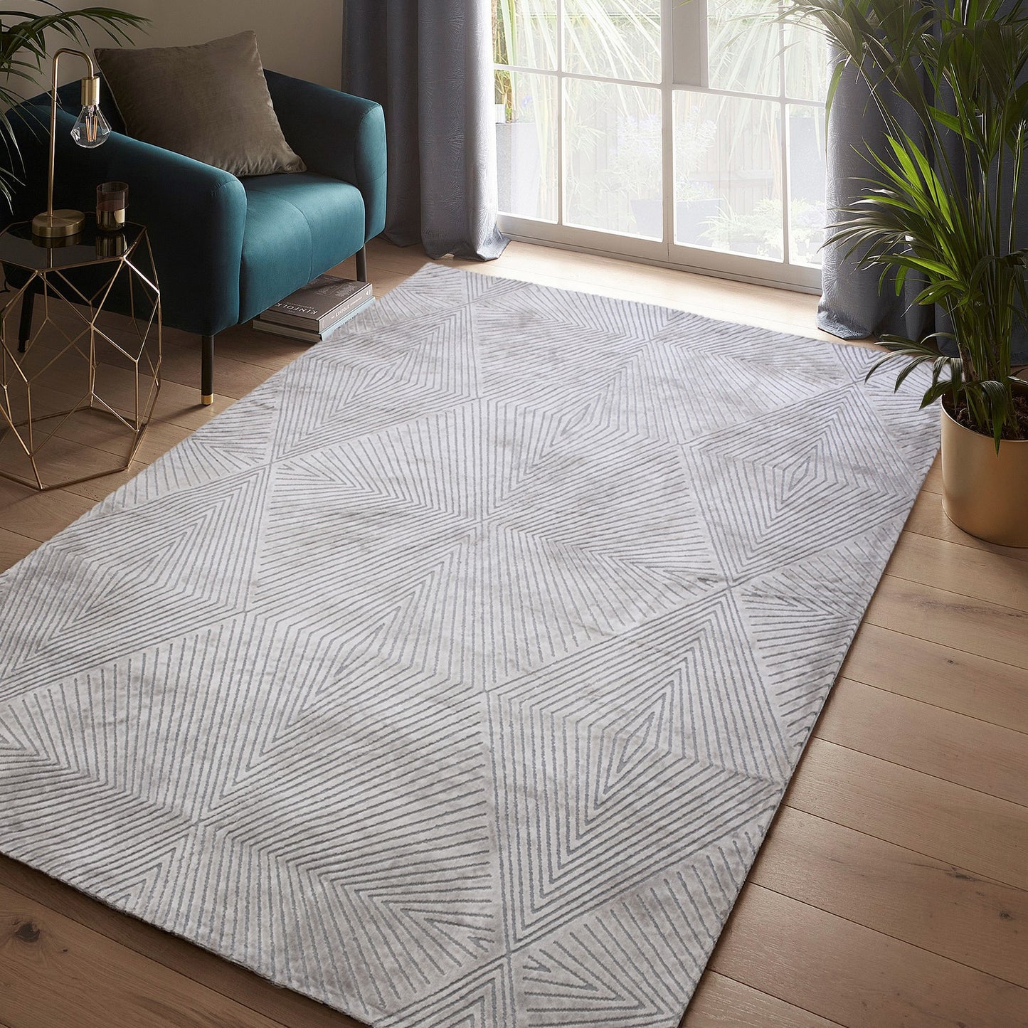 Blaize Geometric Rug by Clarke & Clarke in Silver Grey